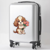 Kawaii Pup met bloemen Sticker (Koffer)