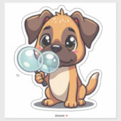 Kawaii puppy blaasbubbels sticker (Vel)