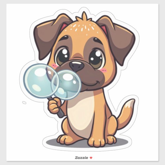 Kawaii puppy blaasbubbels sticker (Vel)