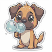 Kawaii puppy blaasbubbels sticker (Voorkant)