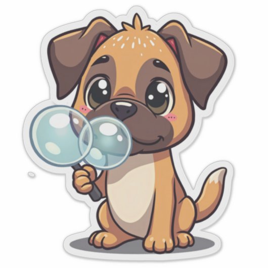 Kawaii puppy blaasbubbels sticker (Voorkant)