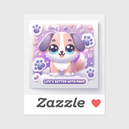 Kawaii Puppy Life's Better Met Pootjes Hondenstick Sticker (Vel)