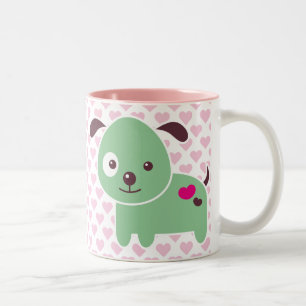 Kawaii puppy tweekleurige koffiemok