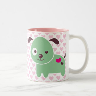 Kawaii puppy tweekleurige koffiemok