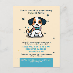 Kawaii puppy verjaardagskaart uitnodiging