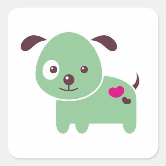 Kawaii puppy vierkante sticker (Voorkant)