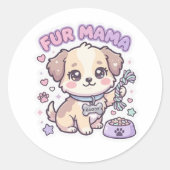 Kawaii Puppyposter Fur Mama Pastel Hond Sticker (Voorkant)