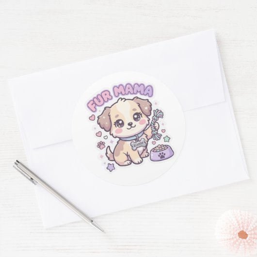 Kawaii Puppyposter Fur Mama Pastel Hond Sticker (Envelop)