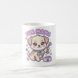 Kawaii Puppyposter Fur Mama Pastel Hond Sticker Koffiemok