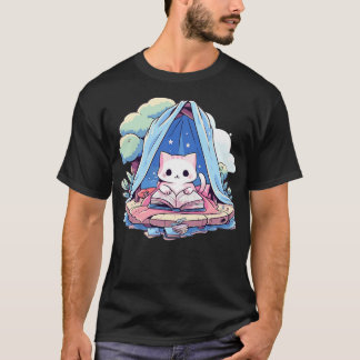 Kawaii pyjama kat Mannen Kinder vrouwen boekwinkel T-shirt