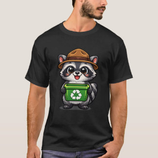 Kawaii Raccoon Recycling Mascot T-shirt