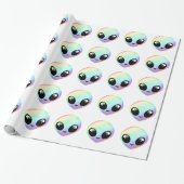 Kawaii Rainbow Alien Cadeaupapier (Uitgerold)