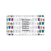 Kawaii Rainbow Alien Monsters Pattern Etiket (Voorkant)