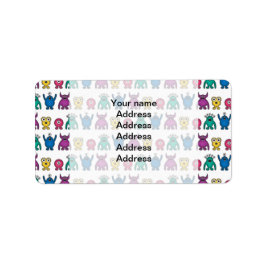 Kawaii Rainbow Alien Monsters Pattern Etiket