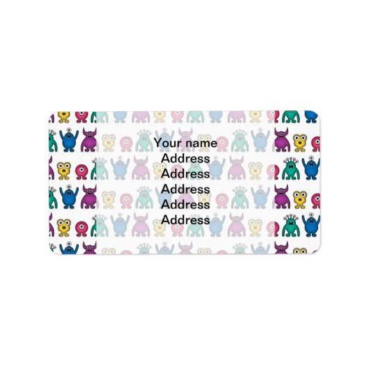 Kawaii Rainbow Alien Monsters Pattern Etiket (Voorkant)