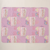 Kawaii Rainbow Cake Pattern – Pastel Paarse Sherpa Deken (Voorkant (horizontaal))