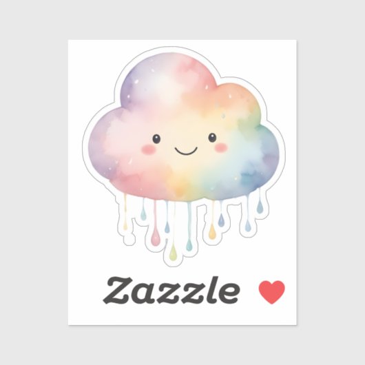 Kawaii Rainbow Cloud-Sticker Sticker (Vel)