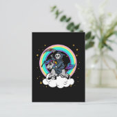 Kawaii Rainbow Grim Reaper met Unicorn Briefkaart (Staand voorkant)