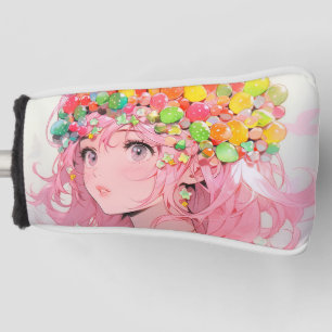 Kawaii Rainbow Pastel Snoep Mushroom Anime Girl Golfheadcover