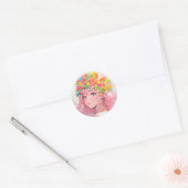 Kawaii Rainbow Pastel Snoep Mushroom Anime Girl Ronde Sticker (Envelop)