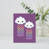 Kawaii Rainbow Rain Briefkaart (Staand voorkant)