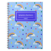 Kawaii Rainbow Rain Storm Pattern Personalized Notitieboek (Voorkant)