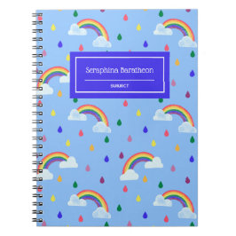 Kawaii Rainbow Rain Storm Pattern Personalized Notitieboek