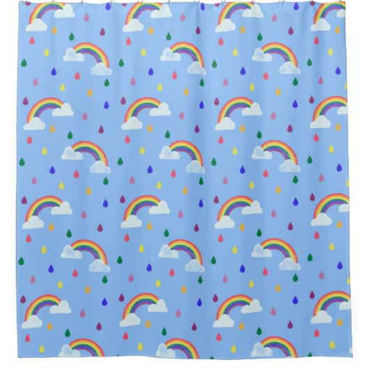 Kawaii Rainbow Raindrops Pattern Douchegordijn (Voorkant)