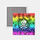 Kawaii Rainbow Skull Magneet (Voorkant / Achterkant)
