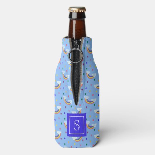 Kawaii Rainbow Sprinkle Pattern gepersonaliseerd Flesjeskoeler (Fles Achterkant)