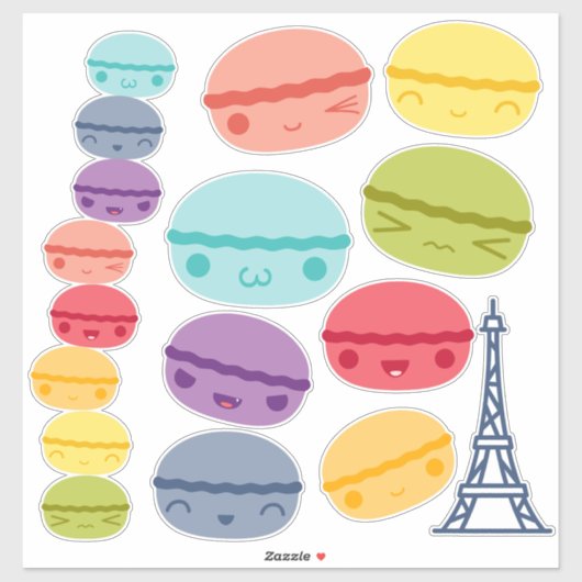 Kawaii Rainbow stacked Macarons Sticker (Vel)