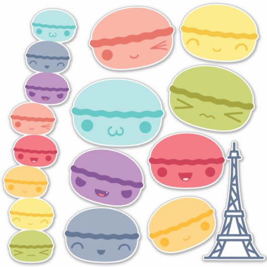 Kawaii Rainbow stacked Macarons Sticker (Voorkant)