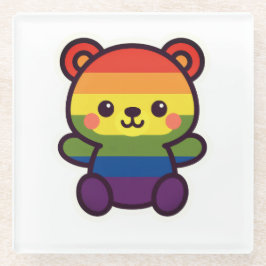 Kawaii Rainbow Teddy – een Schattigee LGBTQ+ Pride Glazen Onderzetter