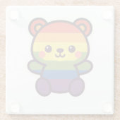 Kawaii Rainbow Teddy – een Schattigee LGBTQ+ Pride Glazen Onderzetter (Achterkant)