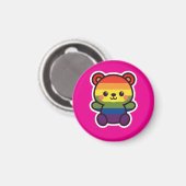 Kawaii Rainbow Teddy – een Schattigee LGBTQ+ Pride Magneet (Voorkant / Achterkant)