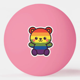 Kawaii Rainbow Teddy – een Schattigee LGBTQ+ Pride Pingpongbal