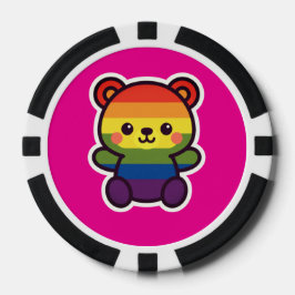 Kawaii Rainbow Teddy – een Schattigee LGBTQ+ Pride Poker Chips
