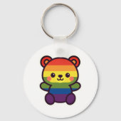 Kawaii Rainbow Teddy – een Schattigee LGBTQ+ Pride Sleutelhanger (Achterkant)