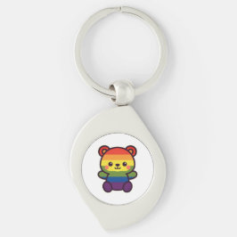 Kawaii Rainbow Teddy – een Schattigee LGBTQ+ Pride Sleutelhanger