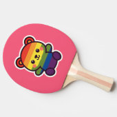 Kawaii Rainbow Teddy – een Schattigee LGBTQ+ Pride Tafeltennisbatje (Zijkant)