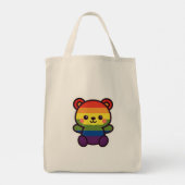 Kawaii Rainbow Teddy – een Schattigee LGBTQ+ Pride Tote Bag (Achterkant)