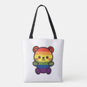 Kawaii Rainbow Teddy – een Schattigee LGBTQ+ Pride Tote Bag (Achterkant)