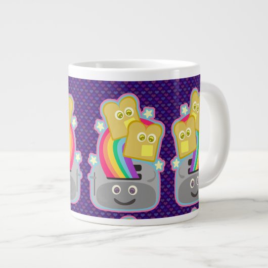 Kawaii Rainbow Toast Pattern Grote Koffiekop (Voorkant rechts)