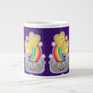 Kawaii Rainbow Toast Pattern Grote Koffiekop