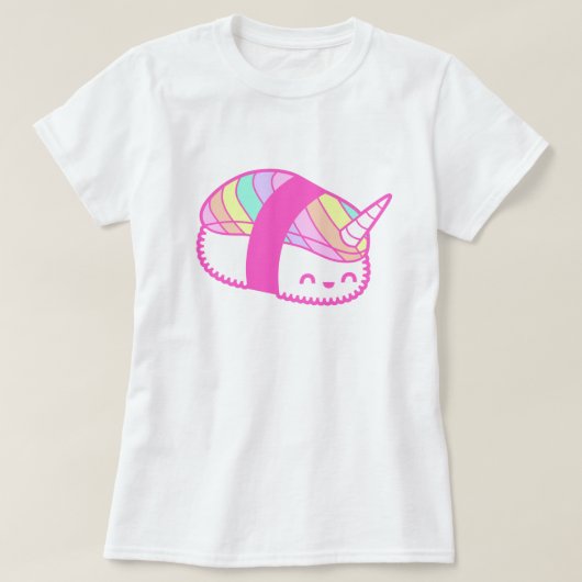 Kawaii Rainbow Unicorn Sushi T-shirt (Design voorkant)