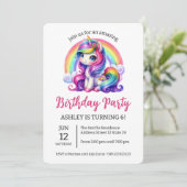 Kawaii Rainbow Unicorn verjaardagsfeestje uitnodig Kaart (Staand voorkant)