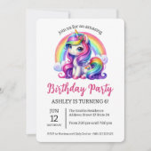 Kawaii Rainbow Unicorn verjaardagsfeestje uitnodig Kaart (Voorkant)