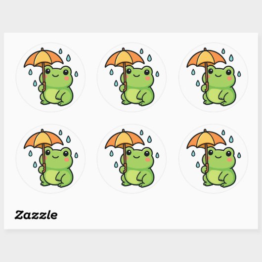 Kawaii Rainy Day Frog Sticker (Vel)