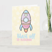 Kawaii-raket blaast weg naar een succesvolle motiv kaart (Voorkant)