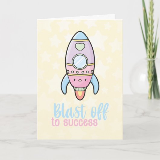 Kawaii-raket blaast weg naar een succesvolle motiv kaart (Voorkant)